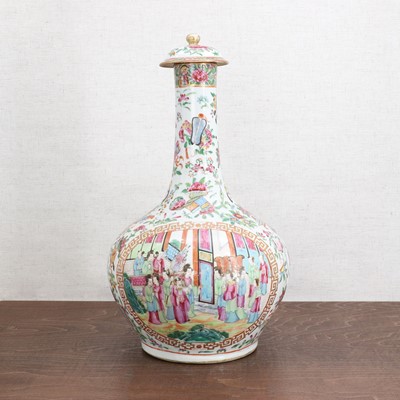 Lot 129 - A Chinese Canton famille rose vase and cover