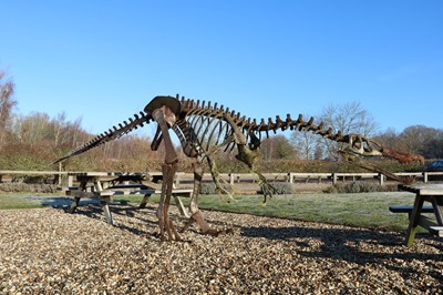 Lot 495 - A large dinosaur skeleton sculpture