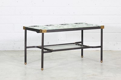 Lot 346 - A wrought-iron and glass-panel coffee table