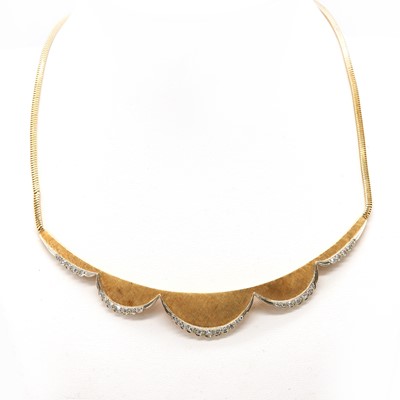 Lot 54 - A gold and diamond set swag centrepiece necklace, by Carl Bucherer, c.1960