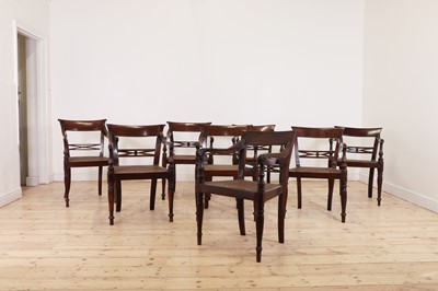 Lot 493 - A set of eight hardwood dining chairs