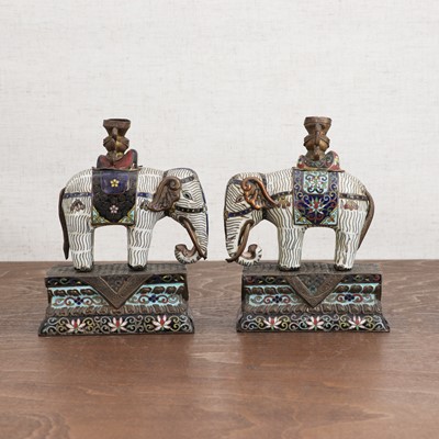 Lot 349 - A pair of Chinese cloisonné elephants