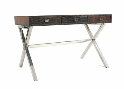 Lot 371 - A leather mounted desk