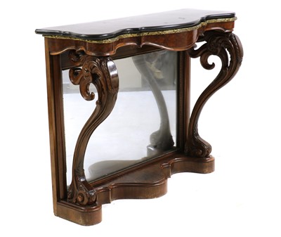 Lot 349 - A walnut serpentine console table