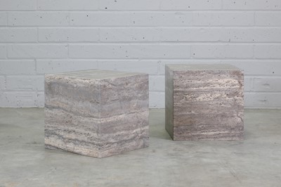 Lot 544 - A pair of contemporary travertine marble tables