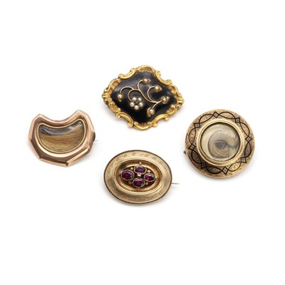 Lot 159 - Four Victorian memorial brooches