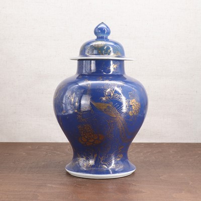 Lot 124 - A Chinese powder-blue-glazed vase