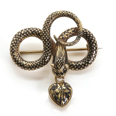Lot 34 - An early Victorian serpent or snake form brooch, c.1840
