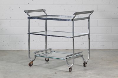 Lot 423 - An American chrome and glass bar cart