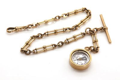 Lot 495 - A late Victorian two row bar link watch Albert with a compass fob