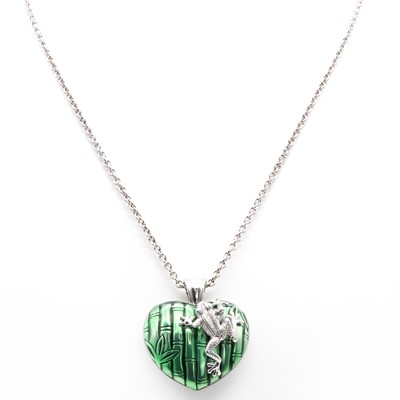 Lot 218 - A sterling silver enamelled 'Alias' frog necklace, by Theo Fennell, c.2013