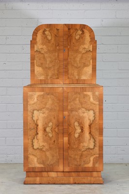 Lot 204 - An Art Deco walnut and crossbanded cocktail cabinet
