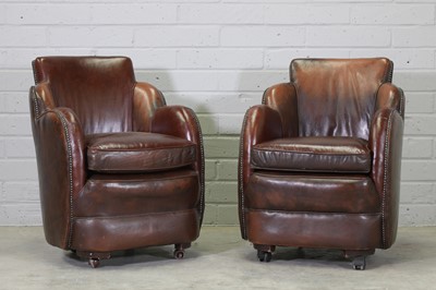 Lot 221 - A pair of Art Deco leather club armchairs