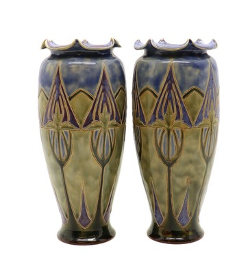Lot 95 - A pair of Royal Doulton stoneware vases
