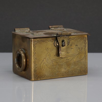 Lot 190 - A Dutch brass tobacco box