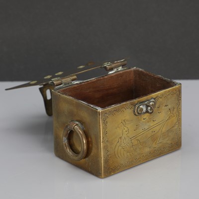 Lot 190 - A Dutch brass tobacco box