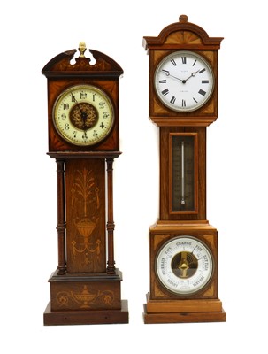 Lot 165 - An Edwardian rosewood and inlaid miniature longcase clock