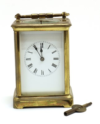 Lot 158 - A brass repeater carriage clock
