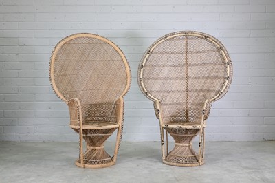 Lot 407 - A near pair of peacock chairs