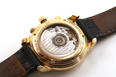 Lot 535 - A gentlemen's 18ct gold Carl F Bucherer automatic 'Archimedes' skeleton black strap watch