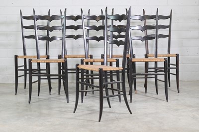 Lot 406 - A set of eight ebonised Italian Chiavari chairs