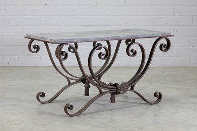Lot 233 - A French wrought iron and marble side table