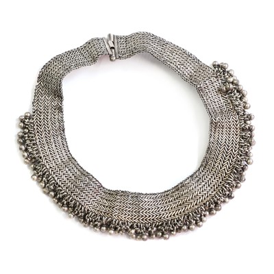 Lot 36 - A silver woven collar style necklace