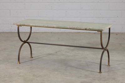 Lot 225 - A French wrought iron and marble inset low table