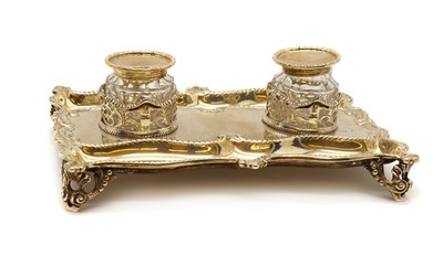 Lot 37 - A silver inkstand
