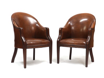 Lot 321 - A pair of Regency style leather tub chairs