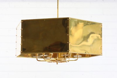 Lot 515 - A Charles Edward hexagonal brass drum ceiling light