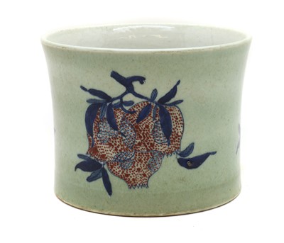 Lot 185 - A Chinese copper-red and blue brush pot
