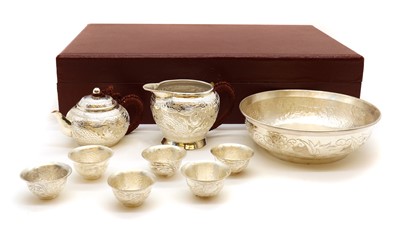Lot 215 - A Chinese silver tea set