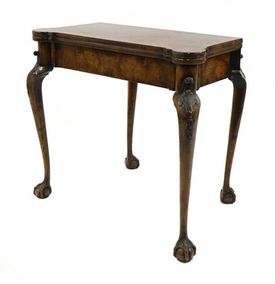 Lot 362 - A Queen Anne style burr walnut and crossbanded card table