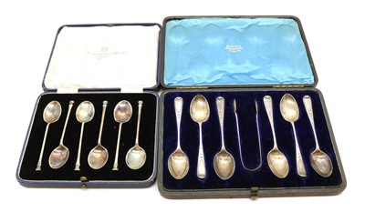 Lot 68 - Two cased sets of silver flatware