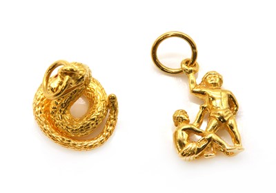 Lot 345 - Two high carat gold charms