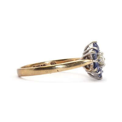 Lot 110 - A 9ct gold sapphire and diamond floral cluster ring