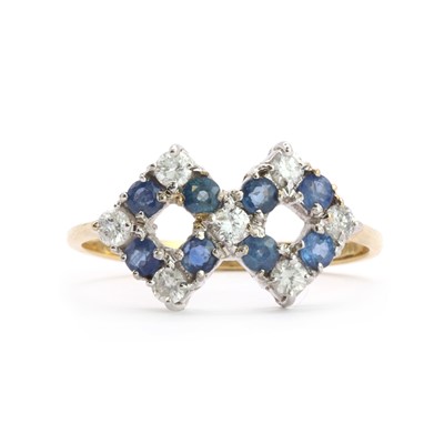 Lot 82 - An 18ct gold sapphire and diamond openwork dress ring