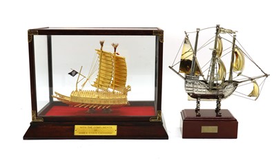 Lot 74 - A gilt metal model of a Geobukseon or Korean turtle boat