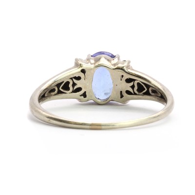 Lot 127 - A 9ct white gold tanzanite and diamond dress ring