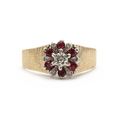 Lot 60 - A 9ct gold ruby and diamond cluster ring