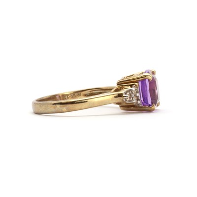 Lot 130 - A 9ct gold amethyst and diamond ring