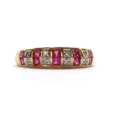 Lot 100 - A 9ct gold ruby and diamond ring