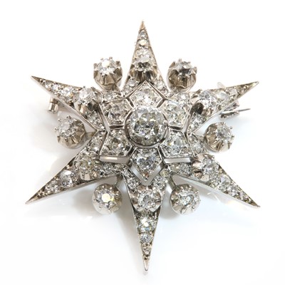 Lot 75 - A Victorian diamond set star brooch