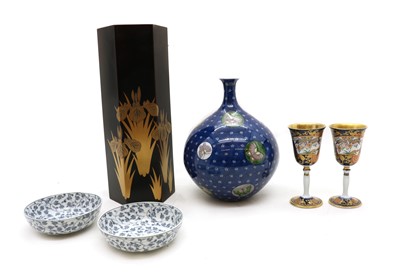 Lot 89 - A Japanese black lacquer vase