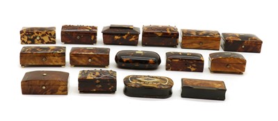 Lot 194 - A collection of Regency and later miniature tortoiseshell boxes