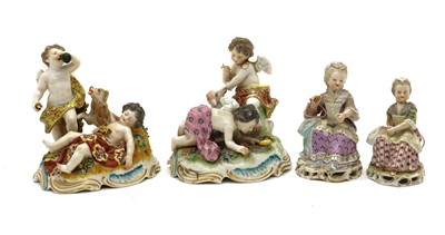 Lot 123 - A pair of Continental porcelain figure groups