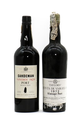 Lot 210 - Sandeman, Vintage Port, 1970 (1) and Taylors, Quinta de Vargellas, 1972 (1)