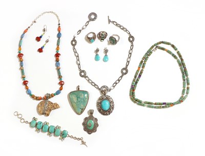 Lot 231 - A small collection of silver amazonite set jewellery