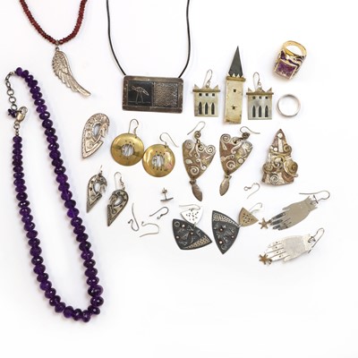 Lot 260 - A collection of contemporary silver and costume  jewellery